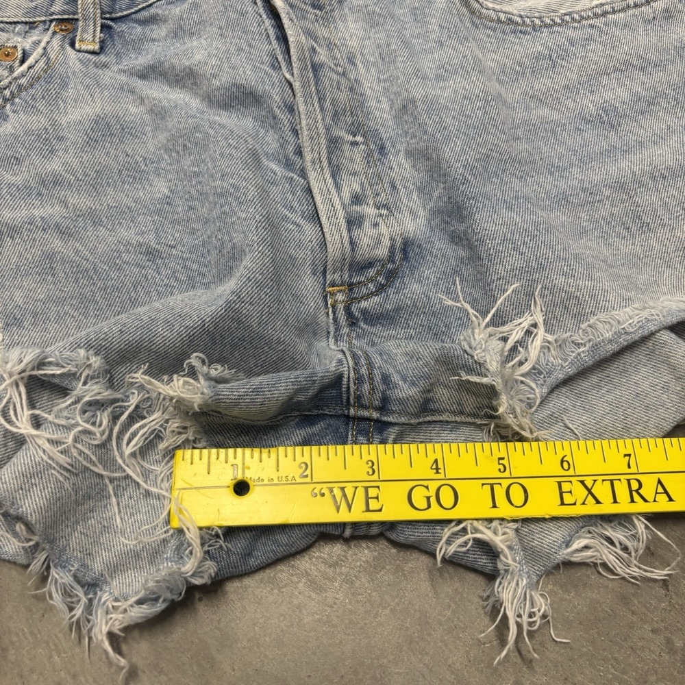 Agolde Women's Button Fly Parker Jean Shorts Sz 32 Blue Denim Cut Off Distressed - Picture 5 of 6